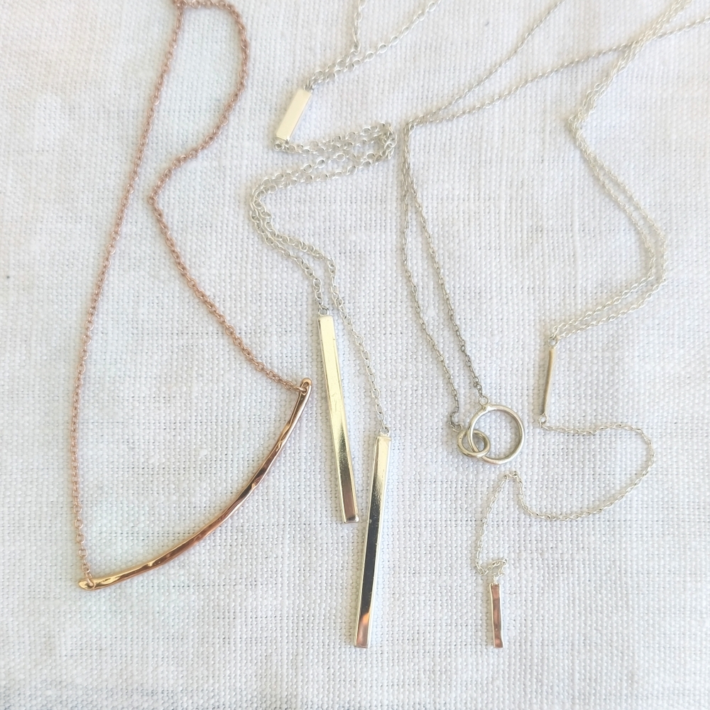 Gorjana necklace bundle including Tamer Bar, Wilshire, Mave Lariat